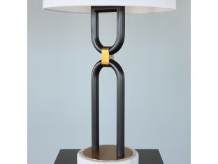 Double U Black and Brass Table Lamp