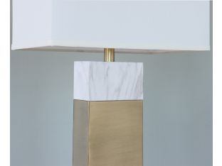 Matte Brass and White Marble Finish Table Lamp