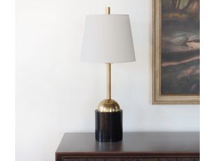 Tall Black Metal and Brass Table Lamp