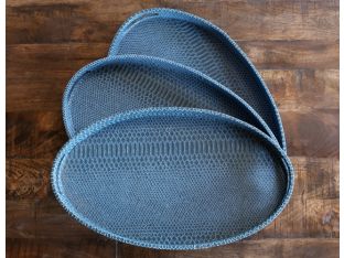 Set of 3 Oval Indigo Nested Trays