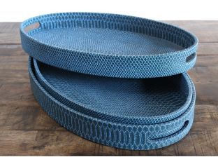 Set of 3 Oval Indigo Nested Trays