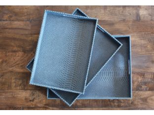 Set of 3 Rectangular Indigo Nested Trays
