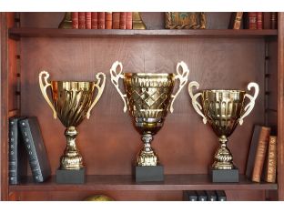 Set of 3 Large Golden Cup Trophies