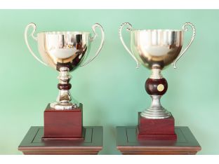 Set of 2 Large Silver Cup Trophies