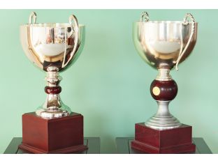 Set of 2 Large Silver Cup Trophies