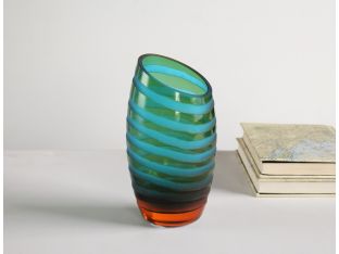 Green and Blue Angle Cut Vase