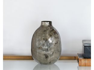 Small Iron Vase W/ Antiqued Silver Finish