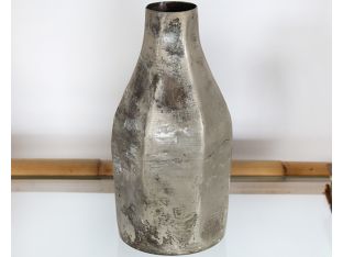 Medium Iron Vase W/ Antique Silver Finish