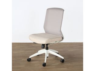 White Armless Conference Chair With Sand Seat 
